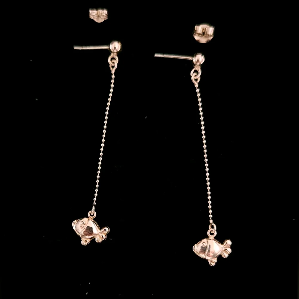 Sterling Silver Fish on the Line Earrings